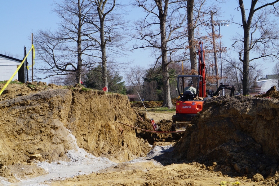 trench with a back hoe